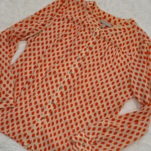 Banana Republic Vibrant Orange Dot Blouse
